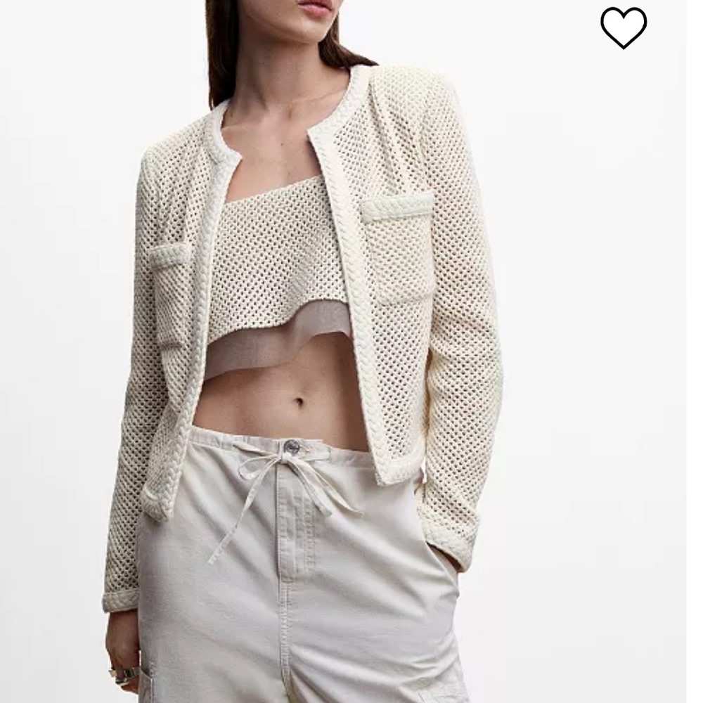 MANGO Women's Openwork Knitted Jacket